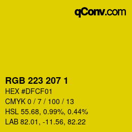 Color code: RGB 223 207 1 | qconv.com