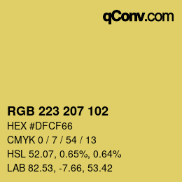 Color code: RGB 223 207 102 | qconv.com