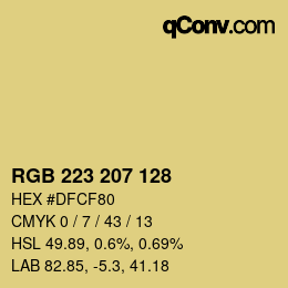 Color code: RGB 223 207 128 | qconv.com
