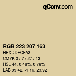 Color code: RGB 223 207 163 | qconv.com
