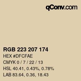 Color code: RGB 223 207 174 | qconv.com