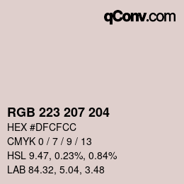 Color code: RGB 223 207 204 | qconv.com