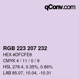 Color code: RGB 223 207 232 | qconv.com