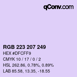 Color code: RGB 223 207 249 | qconv.com