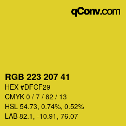 Color code: RGB 223 207 41 | qconv.com
