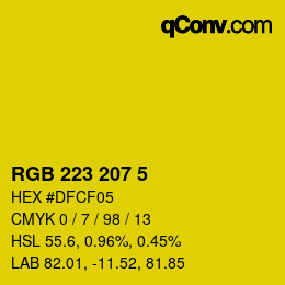 カラーコード: RGB 223 207 5 | qconv.com