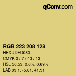 Color code: RGB 223 208 128 | qconv.com