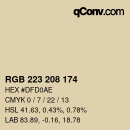 Color code: RGB 223 208 174 | qconv.com