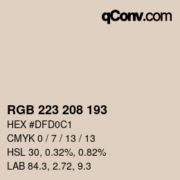 Color code: RGB 223 208 193 | qconv.com