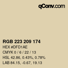 Color code: RGB 223 209 174 | qconv.com