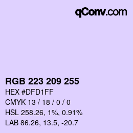 Color code: RGB 223 209 255 | qconv.com