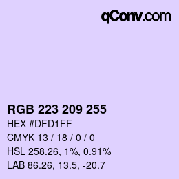 Código de color: RGB 223 209 255 | qconv.com
