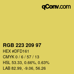 Color code: RGB 223 209 97 | qconv.com