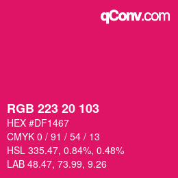 Color code: RGB 223 20 103 | qconv.com