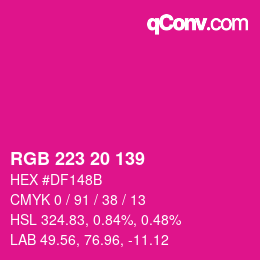 Color code: RGB 223 20 139 | qconv.com