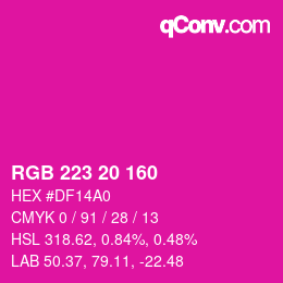 Color code: RGB 223 20 160 | qconv.com