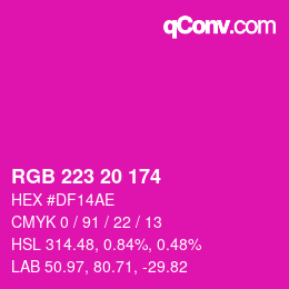 Color code: RGB 223 20 174 | qconv.com