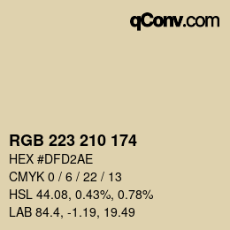 Color code: RGB 223 210 174 | qconv.com