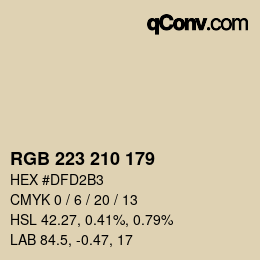 Color code: RGB 223 210 179 | qconv.com