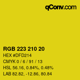 Color code: RGB 223 210 20 | qconv.com