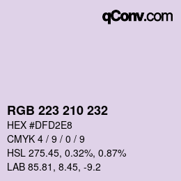 Color code: RGB 223 210 232 | qconv.com