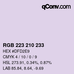 Color code: RGB 223 210 233 | qconv.com