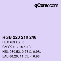 Color code: RGB 223 210 248 | qconv.com