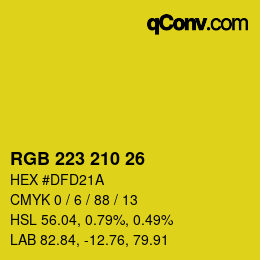 Color code: RGB 223 210 26 | qconv.com