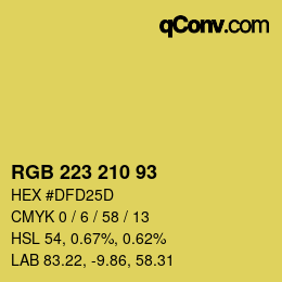 Color code: RGB 223 210 93 | qconv.com