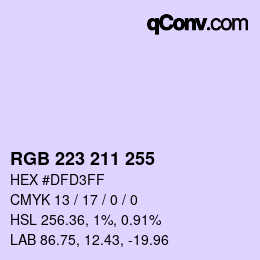 Color code: RGB 223 211 255 | qconv.com