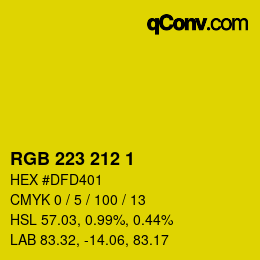 Color code: RGB 223 212 1 | qconv.com