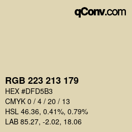 Color code: RGB 223 213 179 | qconv.com