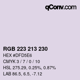 Color code: RGB 223 213 230 | qconv.com