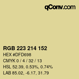 Color code: RGB 223 214 152 | qconv.com