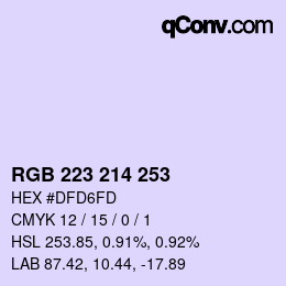 Color code: RGB 223 214 253 | qconv.com