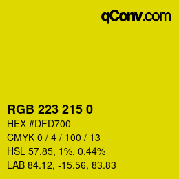 Color code: RGB 223 215 0 | qconv.com