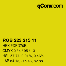 Color code: RGB 223 215 11 | qconv.com