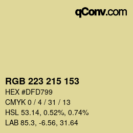Color code: RGB 223 215 153 | qconv.com