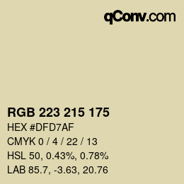 Color code: RGB 223 215 175 | qconv.com