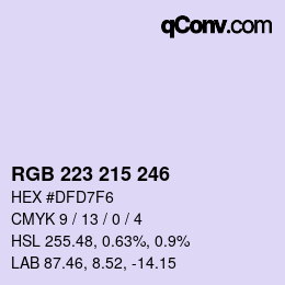 Color code: RGB 223 215 246 | qconv.com