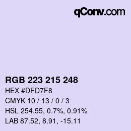 Color code: RGB 223 215 248 | qconv.com