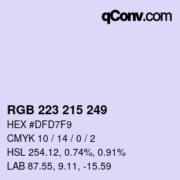 Color code: RGB 223 215 249 | qconv.com