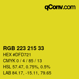 Color code: RGB 223 215 33 | qconv.com