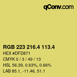 カラーコード: RGB 223 216.4 113.4 | qconv.com