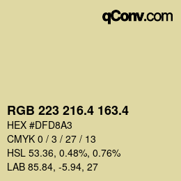 カラーコード: RGB 223 216.4 163.4 | qconv.com
