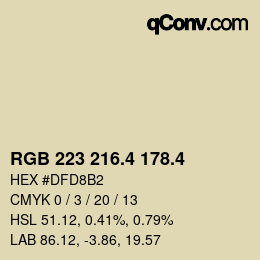 カラーコード: RGB 223 216.4 178.4 | qconv.com