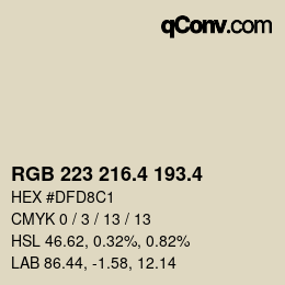 カラーコード: RGB 223 216.4 193.4 | qconv.com
