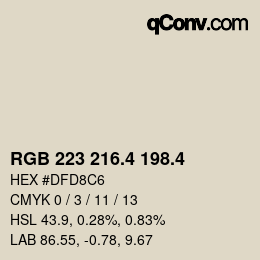 カラーコード: RGB 223 216.4 198.4 | qconv.com