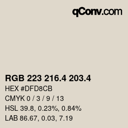 カラーコード: RGB 223 216.4 203.4 | qconv.com
