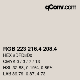カラーコード: RGB 223 216.4 208.4 | qconv.com